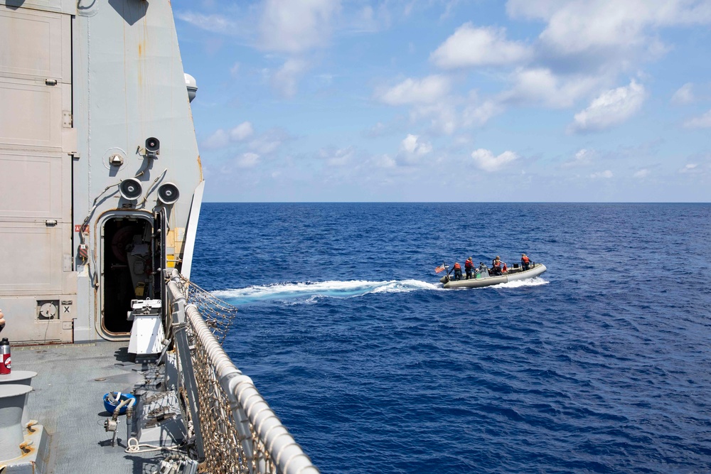 USS Ralph Johnson (DDG 114) conducts a visit, board, search and seizure exercise.