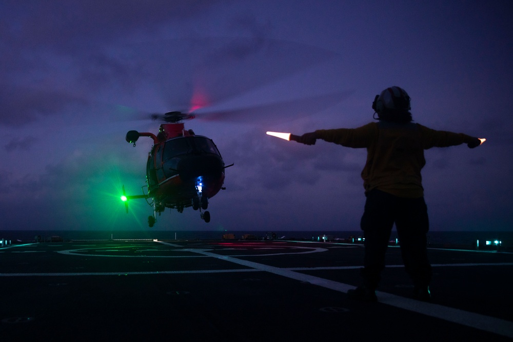 USCGC Munro Conducts Routine Night Flight Operations in South China Sea