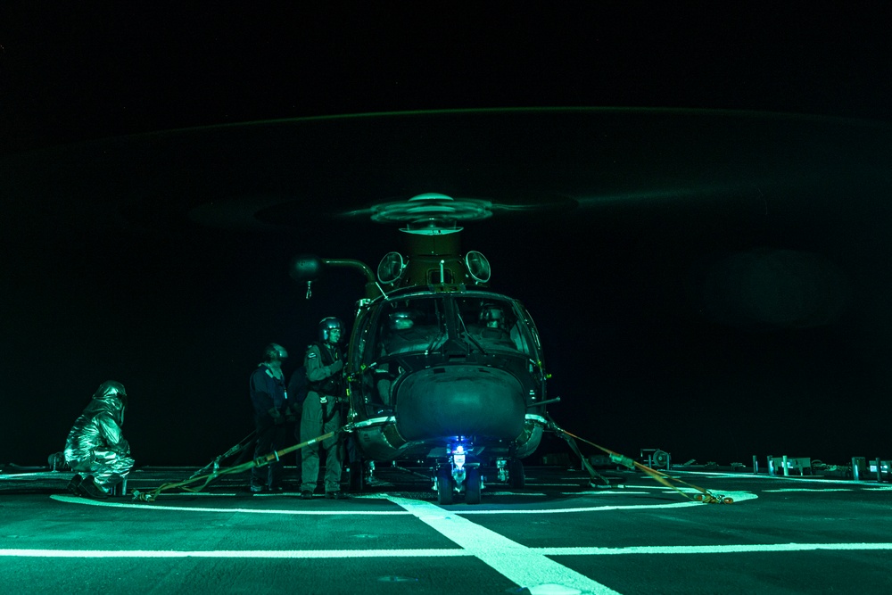 USCGC Munro Conducts Routine Night Flight Operations in South China Sea