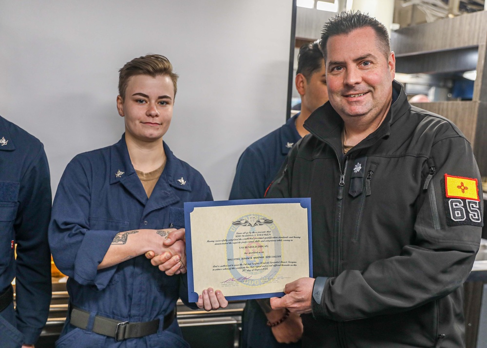 USS Benfold Sailors Receive ESWS