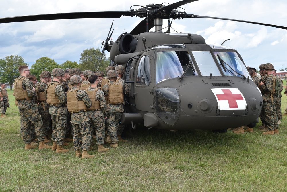 4th Marine Division Communication Marines conduct joint MEDEVAC training with Indiana National Guard