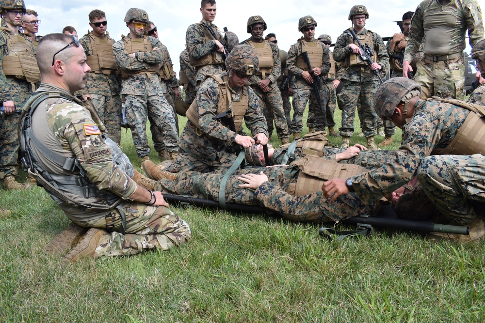 4th Marine Division Communication Marines conduct joint MEDEVAC training with Indiana National Guard