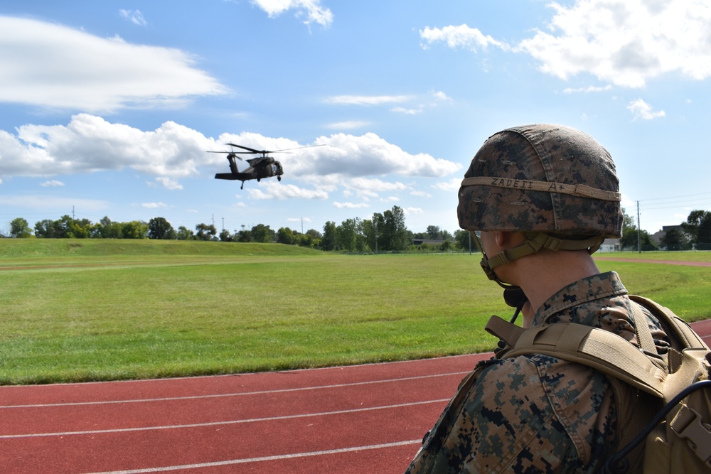 4th Marine Division Communication Marines conduct joint MEDEVAC training with Indiana National Guard