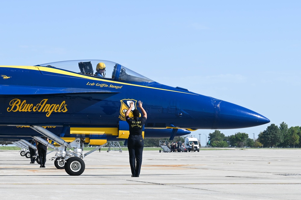 U.S. Navy Blue Angels arrive for Guardians of Freedom Airshow