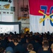 USS Ronald Reagan (CVN 76) holds an all-hands call