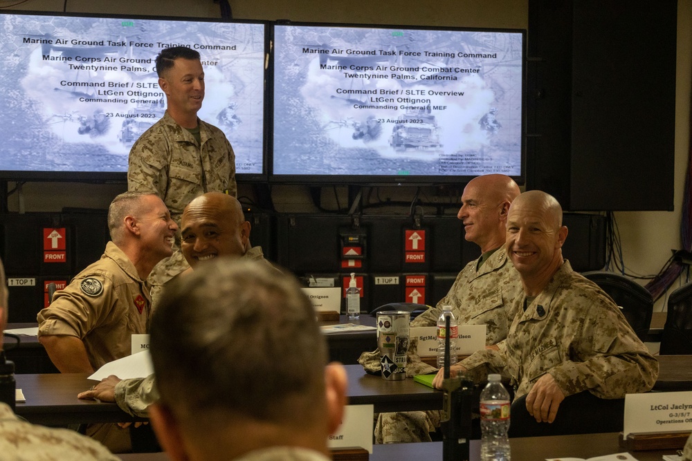 II Marine Expeditionary Force and 3rd MAW Commanding Generals visits The Combat Center During SLTE 5-23