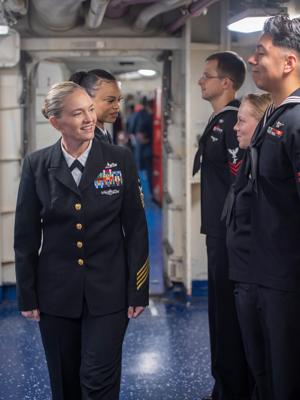 U.S. Navy Sailors Participate In Uniform Inspection