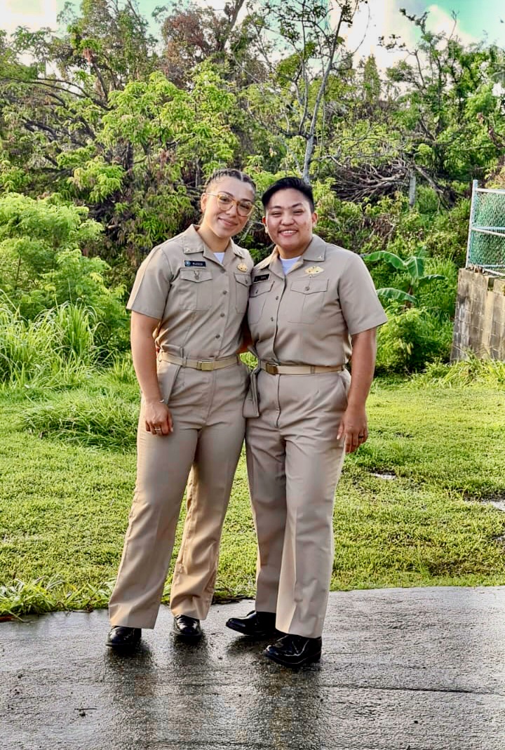 U.S. Merchant Marine Academy (USMMA) cadets Janae Teria of Guam and Jonah Russo of North Carolina