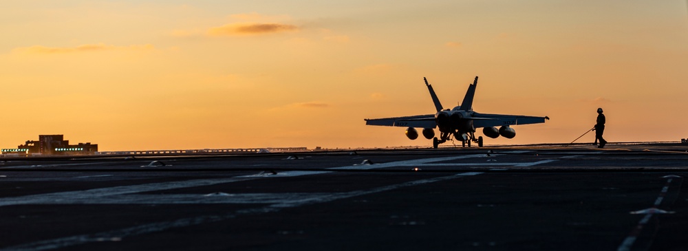 F/18 Makes An Arrested Gear Landing