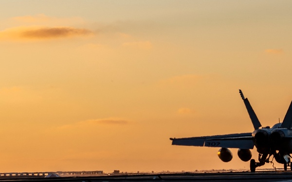 F/18 Makes An Arrested Gear Landing