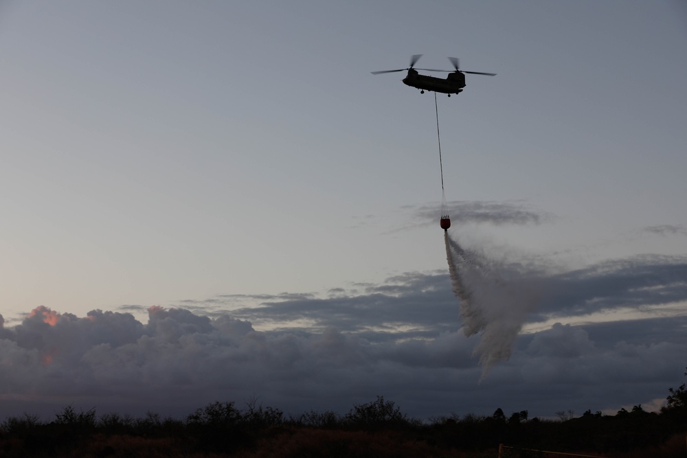 JTF-50 CH-47 Conduct Water Drop Operations on Maui Wildfire Areas