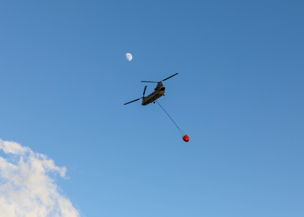 JTF-50 CH-47 Conduct Water Drop Operations on Maui Wildfire Areas