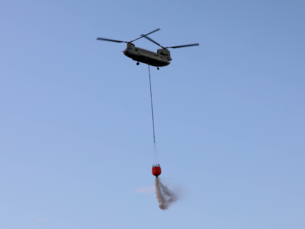 JTF-50 CH-47 Conduct Water Drop Operations on Maui Wildfire Areas