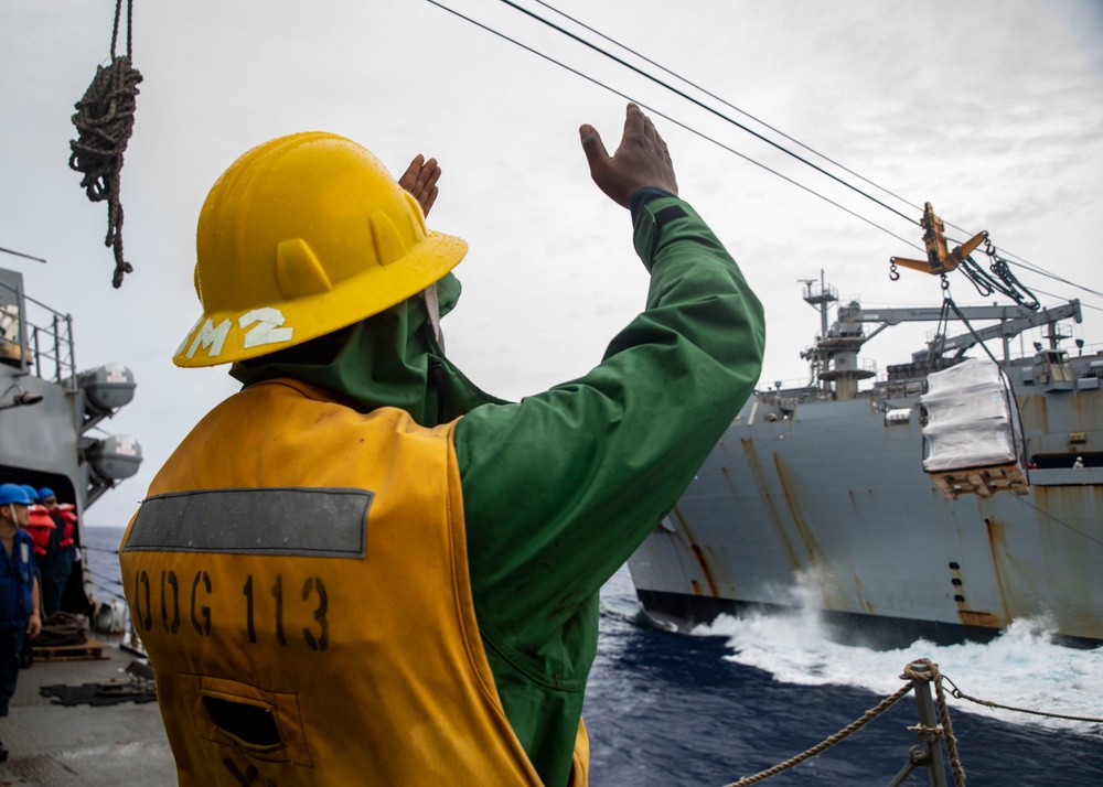 USS John Finn (DDG 113) Conducts Replenishment-at-Sea with USNS Charles Drew (T-AKE-10)