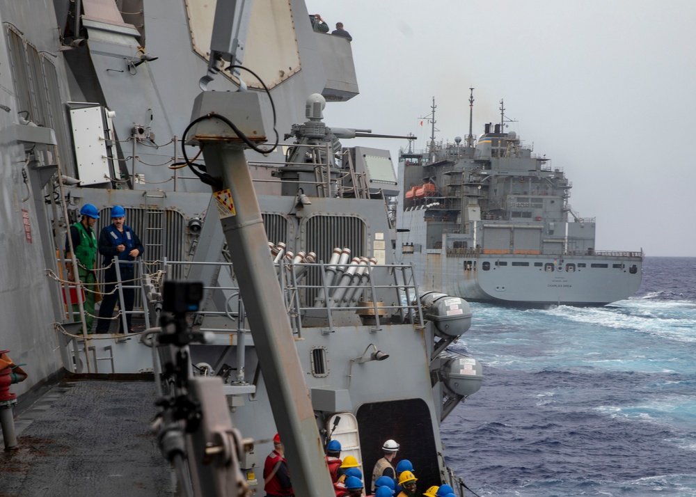 USS John Finn (DDG 113) Conducts Replenishment-at-Sea with USNS Charles Drew (T-AKE-10)