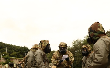 65th Medical Brigade conducts simulated decontamination training.