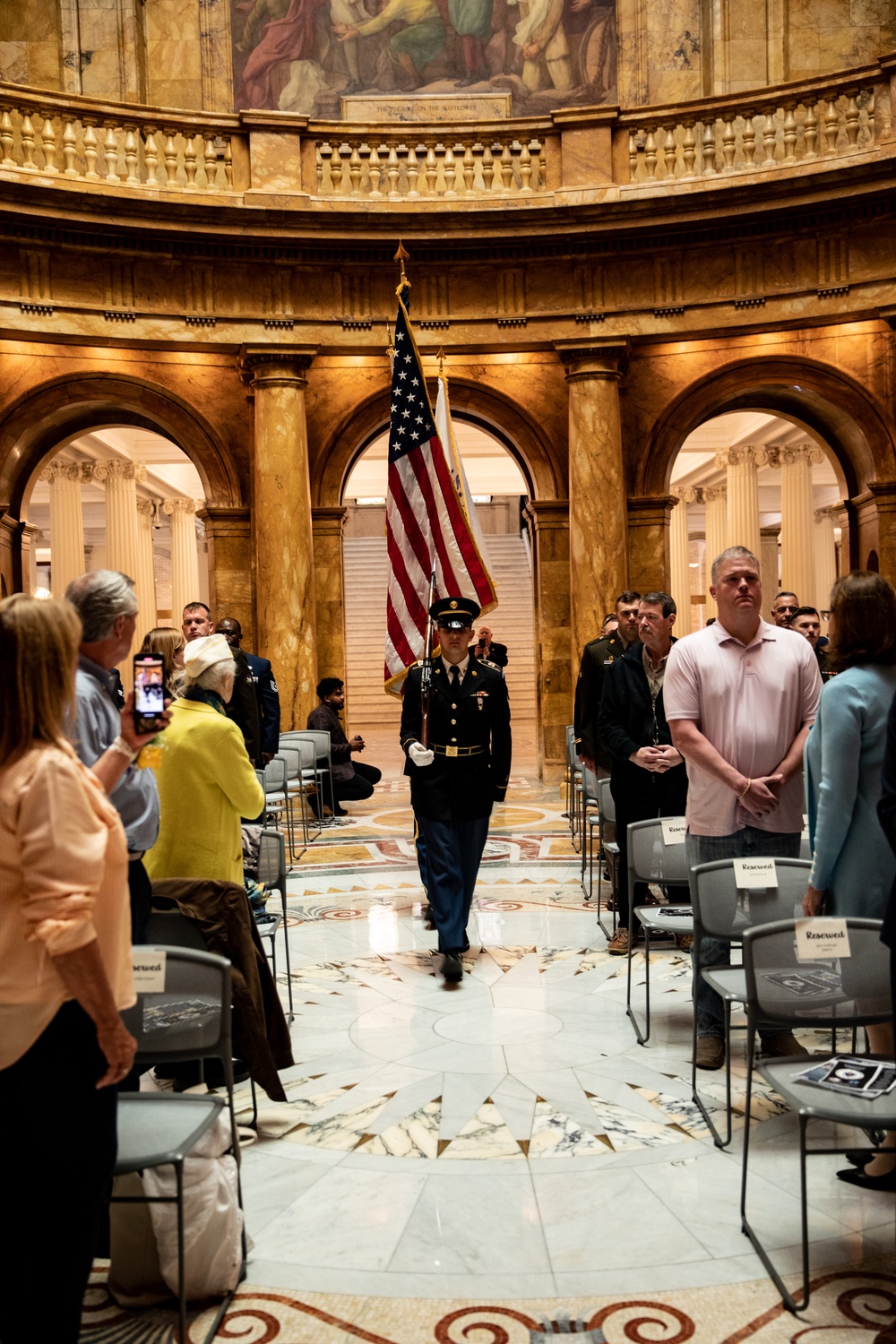 Massachusetts Families of fallen service members receive medals of Liberty and Fidelity.