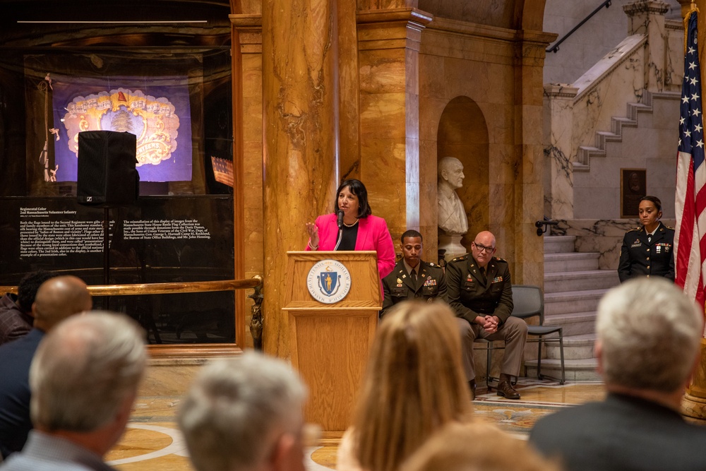 Massachusetts Families of fallen service members receive medals of Liberty and Fidelity.