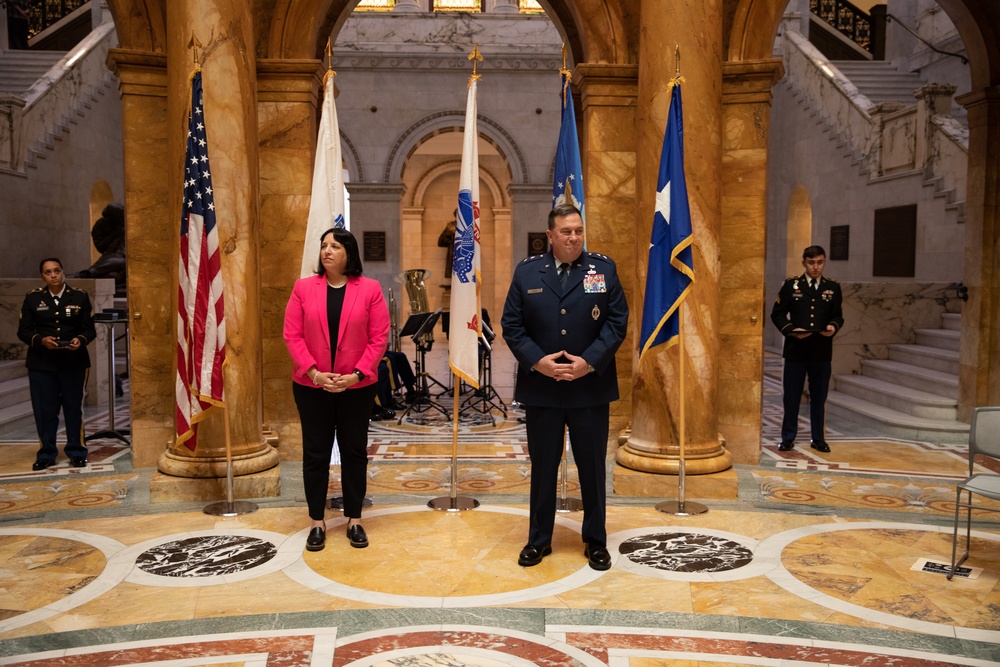 Massachusetts Families of fallen service members receive medals of Liberty and Fidelity.