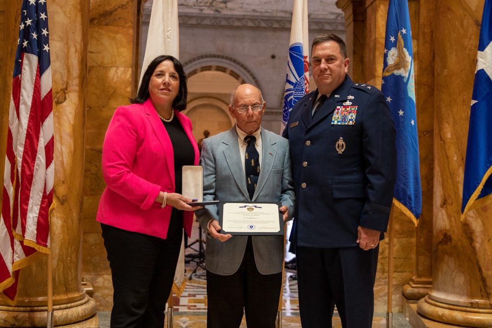 Massachusetts Families of fallen service members receive medals of Liberty and Fidelity.