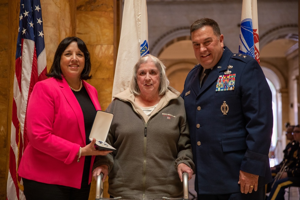 Massachusetts Families of fallen service members receive medals of Liberty and Fidelity.