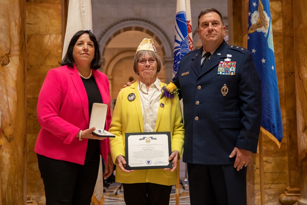 Massachusetts Families of fallen service members receive medals of Liberty and Fidelity.