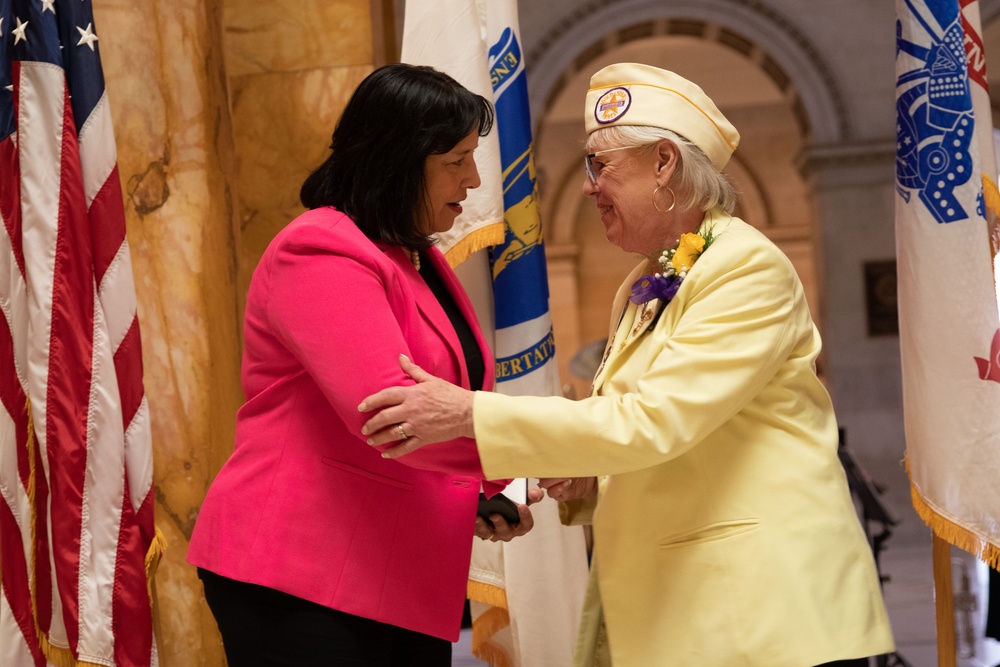 Massachusetts Families of fallen service members receive medals of Liberty and Fidelity.