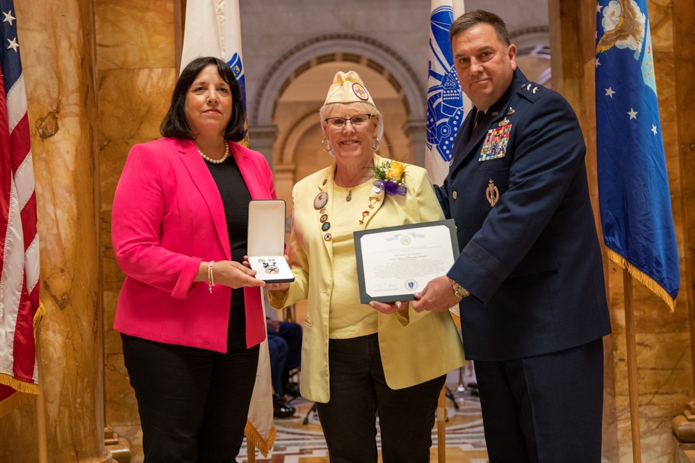 Massachusetts Families of fallen service members receive medals of Liberty and Fidelity.