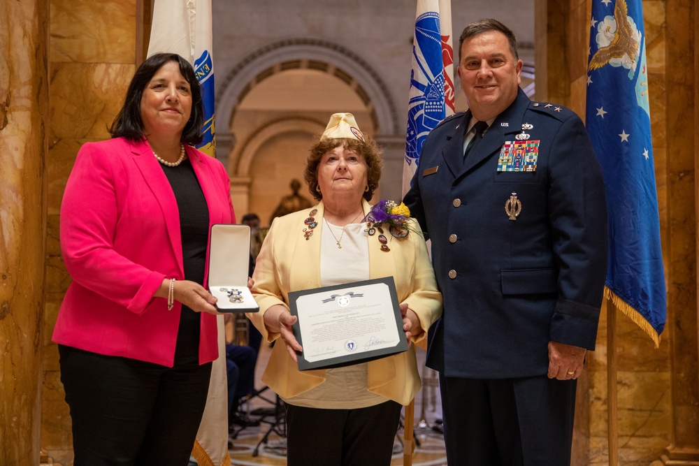 Massachusetts Families of fallen service members receive medals of Liberty and Fidelity.