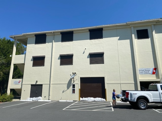 Coast Guard Station Yankeetown's main building is boarded up in preparation for Hurricane Idalia, Yankeetown, Florida, Aug. 27, 2023. Coast Guard crews are preparing and will respond to impacts from the storm. (U.S. Coast Guard photo by Station Yankeetown's crew)