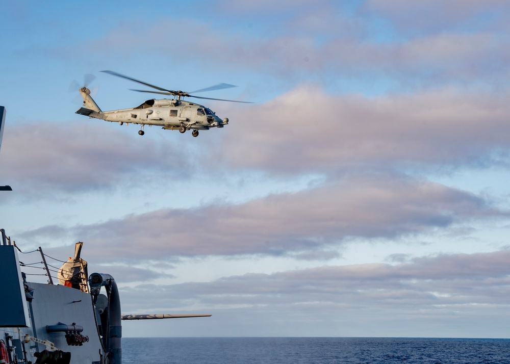 USS Oscar Austin underway in the Atlantic Ocean