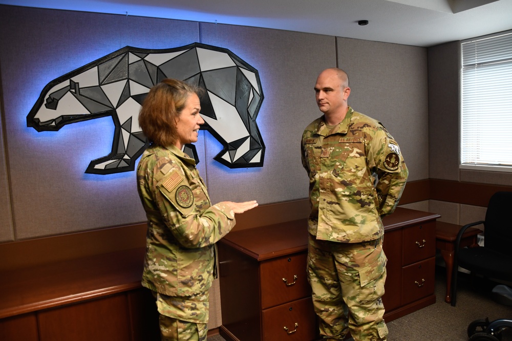 Maj. Gen. Laurie M. Farris visits the farthest-north KC-135 refueling unit, 168th Wing