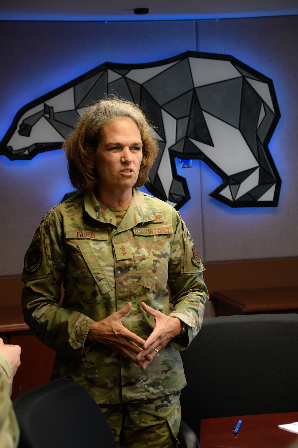 Maj. Gen. Laurie M. Farris visits the farthest-north KC-135 refueling unit, 168th Wing