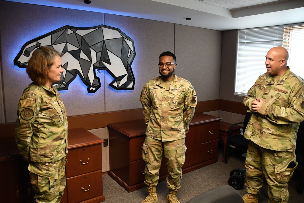 Maj. Gen. Laurie M. Farris visits the farthest-north KC-135 refueling unit, 168th Wing