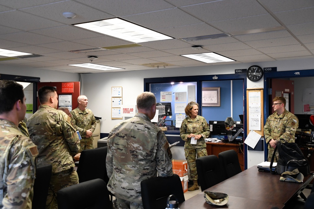 Maj. Gen. Laurie M. Farris visits the farthest-north KC-135 refueling unit, 168th Wing