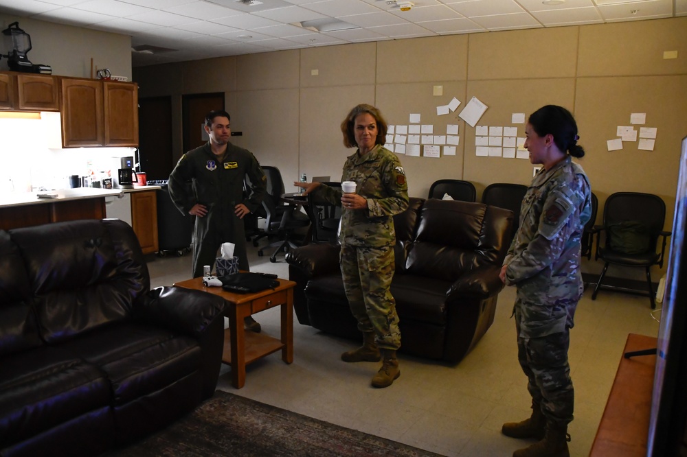 Maj. Gen. Laurie M. Farris visits the farthest-north KC-135 refueling unit, 168th Wing