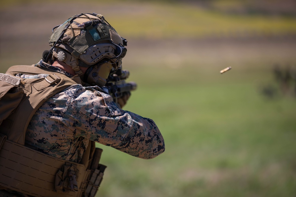 Officers attending company commander course conduct live-fire range
