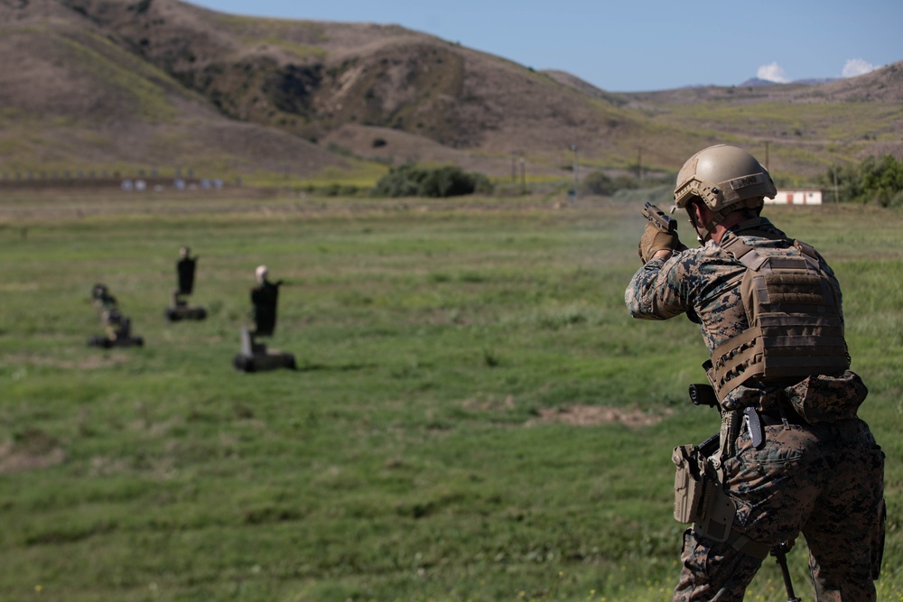 Officers attending company commander course conduct live-fire range
