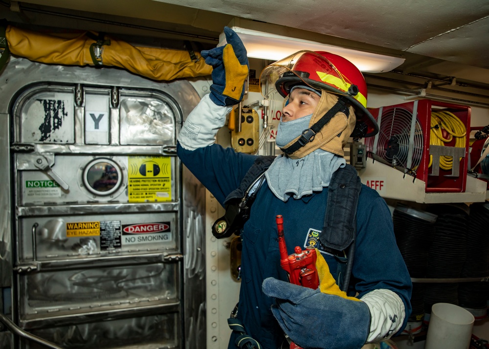 Sailors Conduct Firefighting Training Aboard USS John Finn (DDG 113)