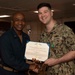 LT Pendock award and pipeing ashore