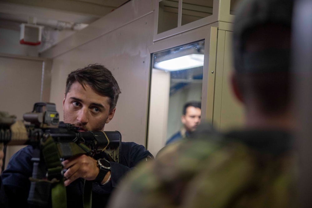 Naval Special Warfare Operators Conduct VBSS Training with USS John P. Murtha Crew