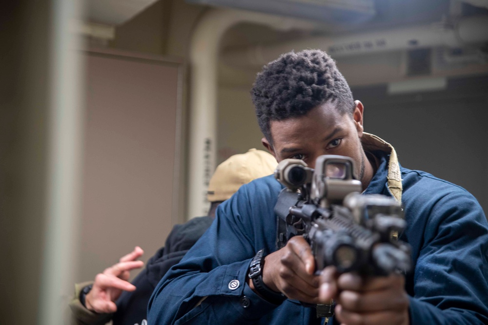 Naval Special Warfare Operators Conduct VBSS Training with USS John P. Murtha Crew