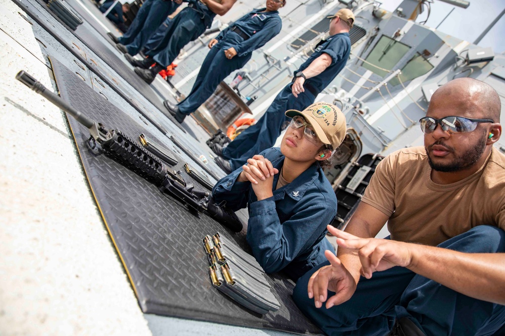 USS Ralph Johnson conducts gun shoot.