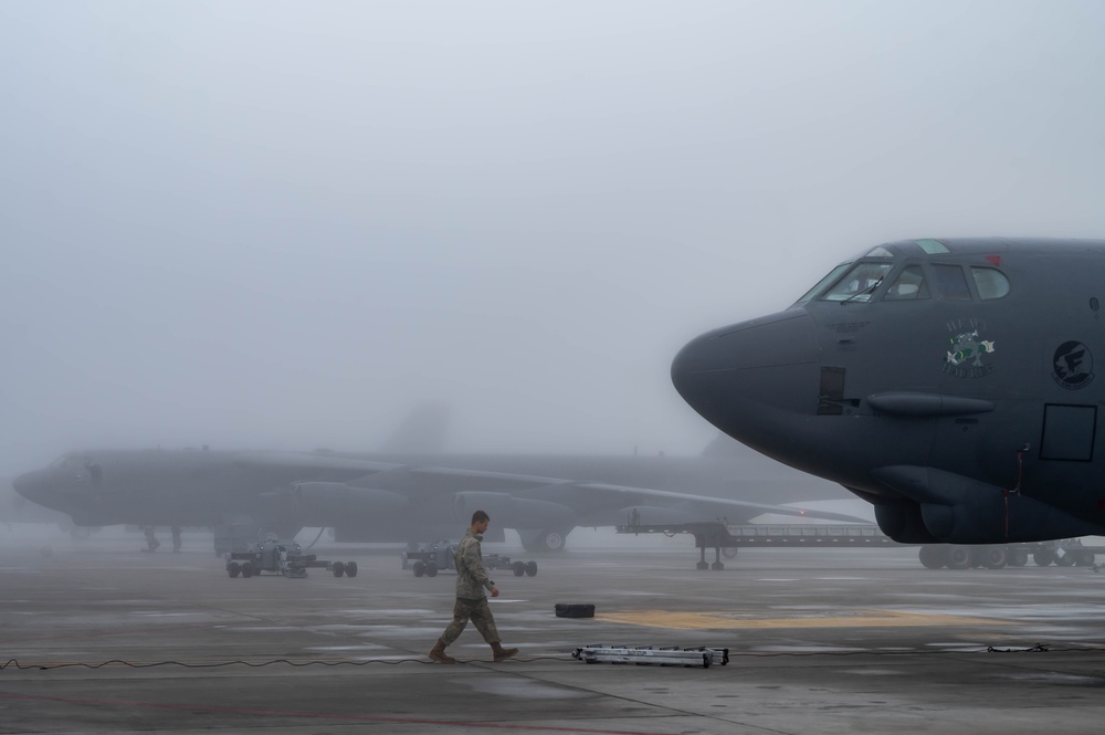Team Minot completes pre-flight operations in foggy conditions