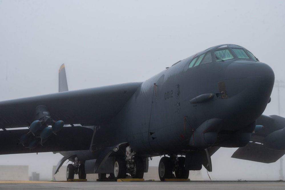 Team Minot completes pre-flight operations in foggy conditions