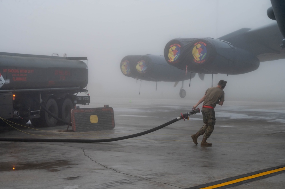 Team Minot completes pre-flight operations in foggy conditions