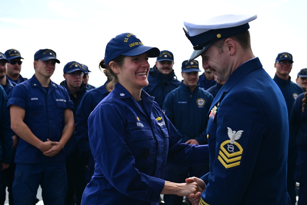 U.S. Coast Guard Cutter Forward (WMEC 911) holds a cutterman’s ceremony during Arctic patrol