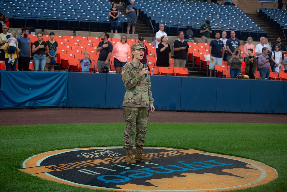 Fort Detrick Sings National Anthem at Frederick Keys