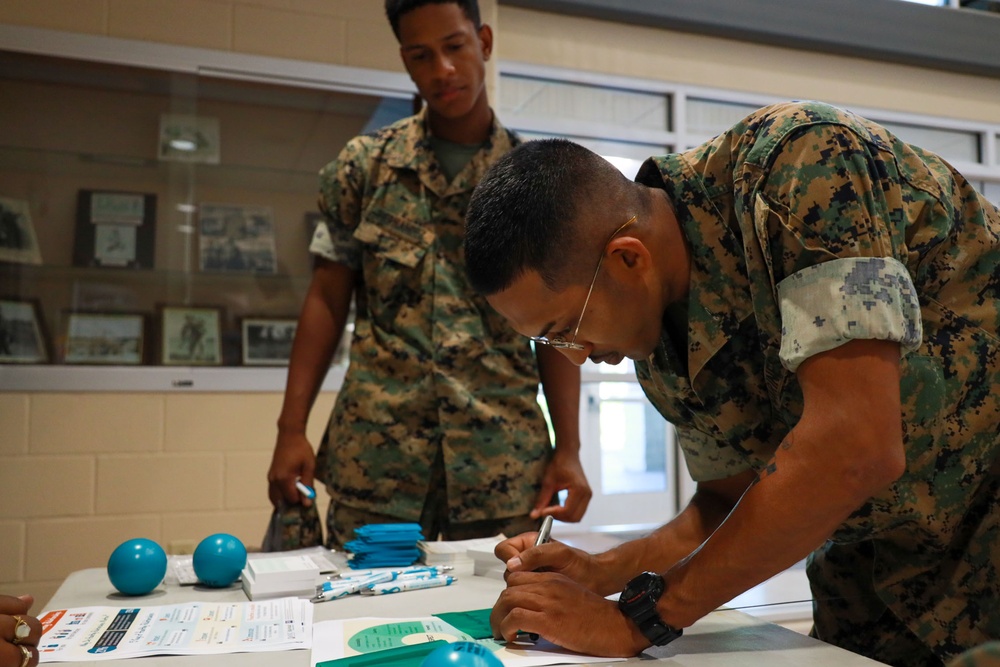 Marines participate in a Green Flag Initiative to foster healthy relationships