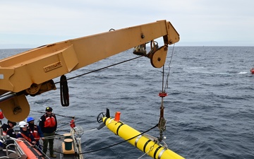U.S. Coast Guard and U.S. Navy launch unmanned undersea vehicle during Arctic patrol
